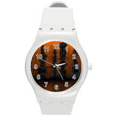 Skyline Future Graphic Sketchbook Round Plastic Sport Watch (m) by Pakrebo