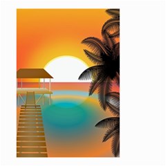 Sunset Beach Beach Palm Ocean Small Garden Flag (two Sides) by Pakrebo