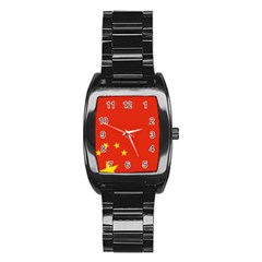 Chinese Flag Flag Of China Stainless Steel Barrel Watch