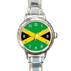 Jamaica Flag Round Italian Charm Watch