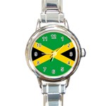 Jamaica flag Round Italian Charm Watch Front