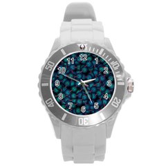 Background Abstract Textile Design Round Plastic Sport Watch (L)