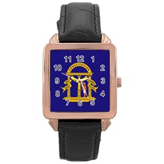 Unofficial Flag Of Georgia Until 1879 Rose Gold Leather Watch  by abbeyz71