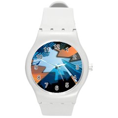 London Skyscraper Lighting Contrast Round Plastic Sport Watch (m) by Pakrebo