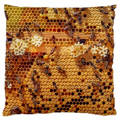 Bees Nature Animals Honeycomb Large Flano Cushion Case (one Side) by Pakrebo