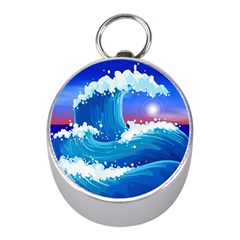 Japanese Wave Japanese Ocean Waves Mini Silver Compasses by Pakrebo