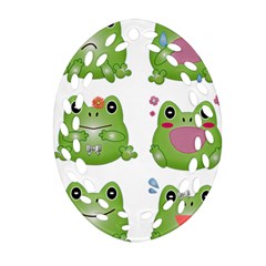 Kawaii Frog Rainy Season Japanese Oval Filigree Ornament (two Sides) by Pakrebo