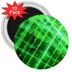 Futuristic Background Laser Green 3  Magnets (10 Pack)  by Pakrebo