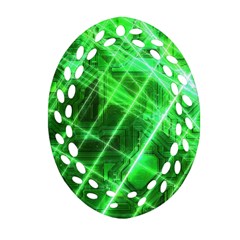 Futuristic Background Laser Green Ornament (oval Filigree) by Pakrebo