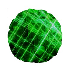 Futuristic Background Laser Green Standard 15  Premium Round Cushions by Pakrebo