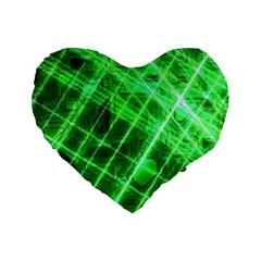 Futuristic Background Laser Green Standard 16  Premium Heart Shape Cushions by Pakrebo