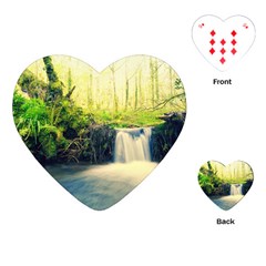 Waterfall River Nature Forest Playing Cards Single Design (heart) by Pakrebo