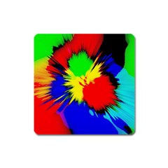 Color Halftone Grid Raster Image Square Magnet by Pakrebo