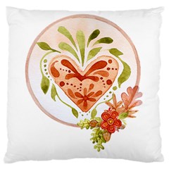 Floral Heart Design - True Love Large Flano Cushion Case (two Sides) by WensdaiAmbrose
