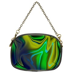 Green Blue Yellow Swirl Chain Purse (one Side)