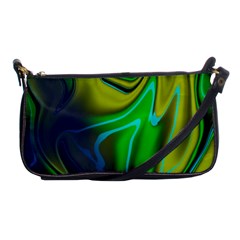 Green Blue Yellow Swirl Shoulder Clutch Bag by bloomingvinedesign