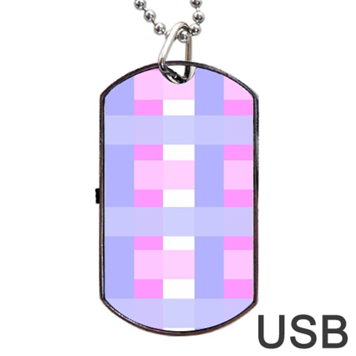 Gingham Checkered Texture Pattern Dog Tag USB Flash (Two Sides)