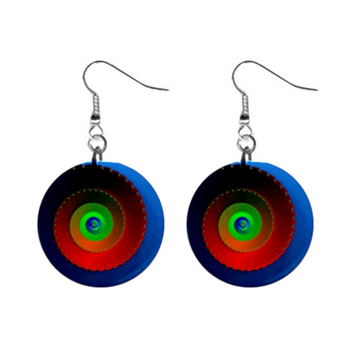 Fractal Spiral Curve Helix Mini Button Earrings