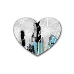 The City Of The Future Collage Heart Coaster (4 Pack)  by Pakrebo