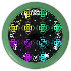 Seamless Pattern Design Ornament Color Wall Clock by Pakrebo