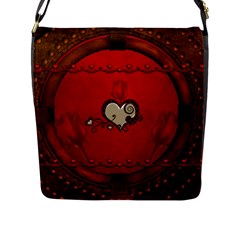 Beautiful Elegant Hearts With Roses Flap Closure Messenger Bag (l) by FantasyWorld7