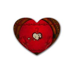 Beautiful Elegant Hearts With Roses Rubber Coaster (heart)  by FantasyWorld7