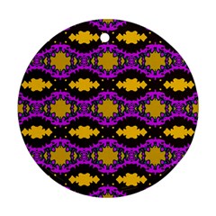 Seamless Wallpaper Digital Pattern Yellow Brown Purple Ornament (round)