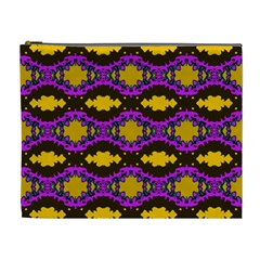 Seamless Wallpaper Digital Pattern Yellow Brown Purple Cosmetic Bag (xl) by Pakrebo