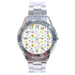 Summer Pattern Design Colorful Stainless Steel Analogue Watch by Pakrebo