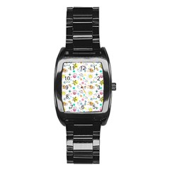 Summer Pattern Design Colorful Stainless Steel Barrel Watch by Pakrebo