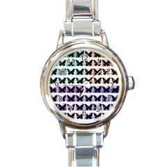 Seamless Wallpaper Butterfly Pattern Round Italian Charm Watch by Pakrebo