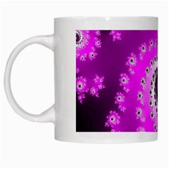 Fractal Pink Spiral Helix White Mugs by Pakrebo