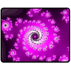 Fractal Pink Spiral Helix Fleece Blanket (medium)  by Pakrebo