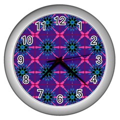 Seamless Wallpaper Art Digital Wall Clock (silver)