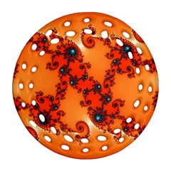 Fractal Rendering Spiral Curve Orange Round Filigree Ornament (two Sides) by Pakrebo