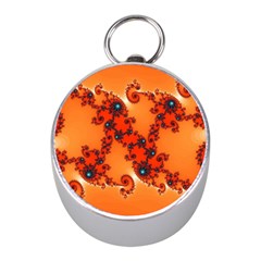 Fractal Rendering Spiral Curve Orange Mini Silver Compasses by Pakrebo