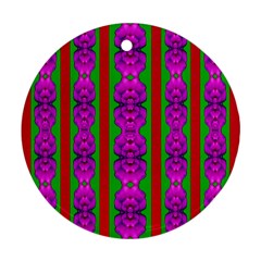 Love For The Fantasy Flowers With Happy Purple And Golden Joy Ornament (round) by pepitasart