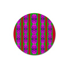 Love For The Fantasy Flowers With Happy Purple And Golden Joy Magnet 3  (round) by pepitasart