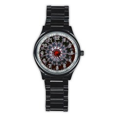 Fractal Rendering Spiral Helix Stainless Steel Round Watch by Pakrebo