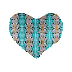 Seamless Wallpaper Pattern Ornament Standard 16  Premium Flano Heart Shape Cushions by Pakrebo