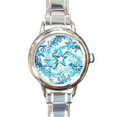 Stars Background Star Shiny Round Italian Charm Watch