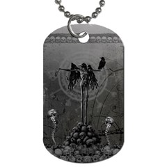 Awesome Crow Skeleton With Skulls Dog Tag (one Side) by FantasyWorld7