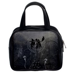Awesome Crow Skeleton With Skulls Classic Handbag (two Sides) by FantasyWorld7