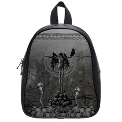 Awesome Crow Skeleton With Skulls School Bag (small) by FantasyWorld7