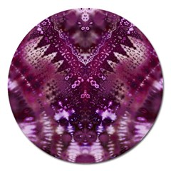 Pink Fractal Lace Magnet 5  (round) by KirstenStar