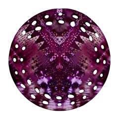 Pink Fractal Lace Round Filigree Ornament (two Sides) by KirstenStar