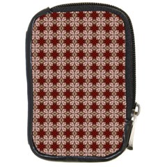 Brown Tiles Leaves Wallpaper Compact Camera Leather Case by Pakrebo
