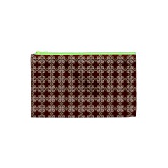 Brown Tiles Leaves Wallpaper Cosmetic Bag (xs) by Pakrebo