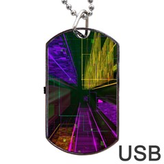 Data City Large Fiction Digital Dog Tag Usb Flash (two Sides) by Pakrebo