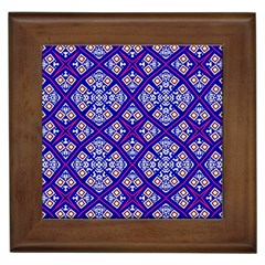 Symmetry Digital Art Pattern Blue Framed Tiles